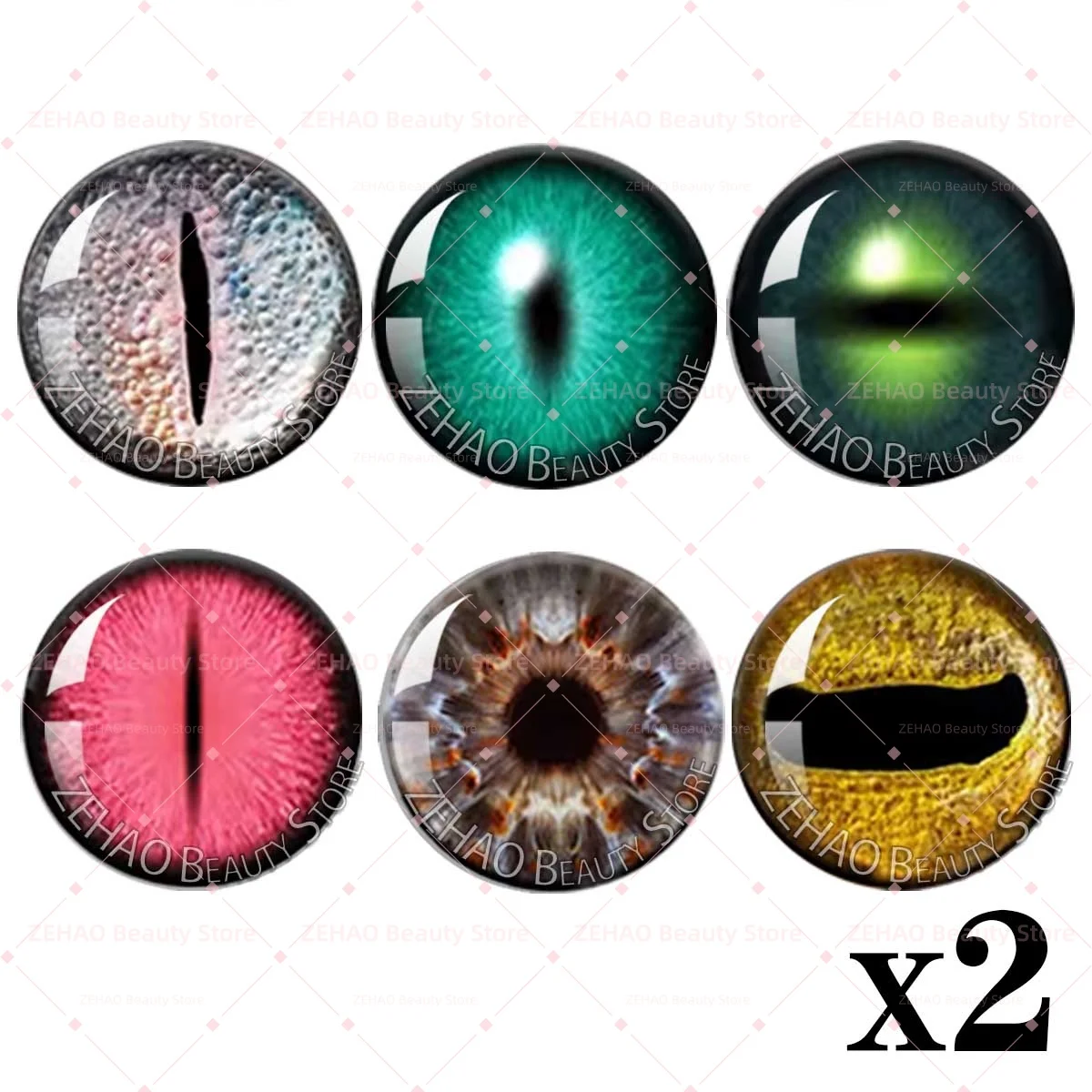12Pcs Eye Select Size 10MM-40MM Glass Cabochon  Fantasy Dragon Animal Clear Printing Decorative Accessories DIY Doll JD027