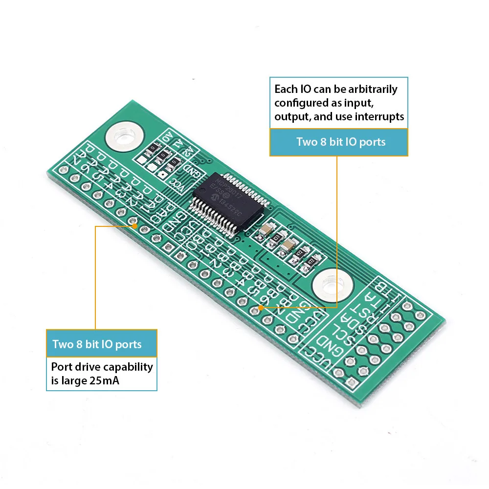 

MCP23017-E I2C Interface 16-ch IO Input/Output Expansion Board with Pin Header