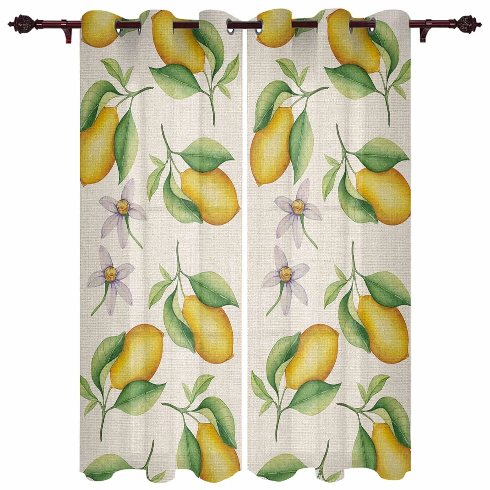 Lemon Watercolor Country Style Modern Window Curtains for Living Room Bedroom Curtain Kitchen Treatment Blinds Drapes