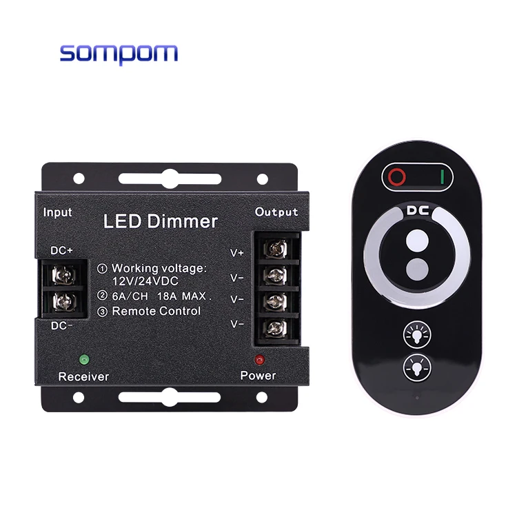 

DC12-24V 18A RF Touch RGB Dimmer controller Single Color/ RGB Color Full Remote Controller For LED Strip Light