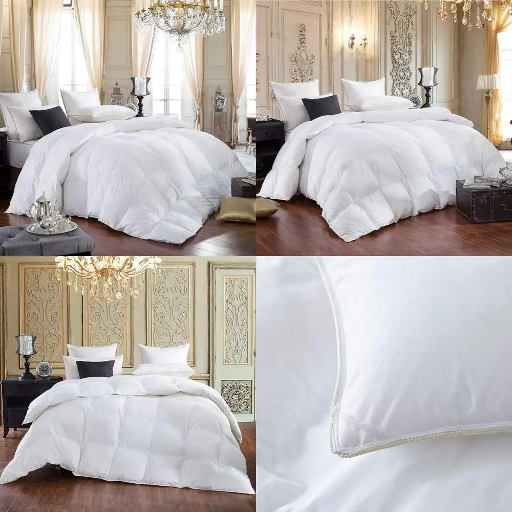 Edredón de plumón de ganso siberiano de algodón egipcio, relleno de 90 oz, 120x98 pulgadas, blanco sólido, ropa de cama tamaño king