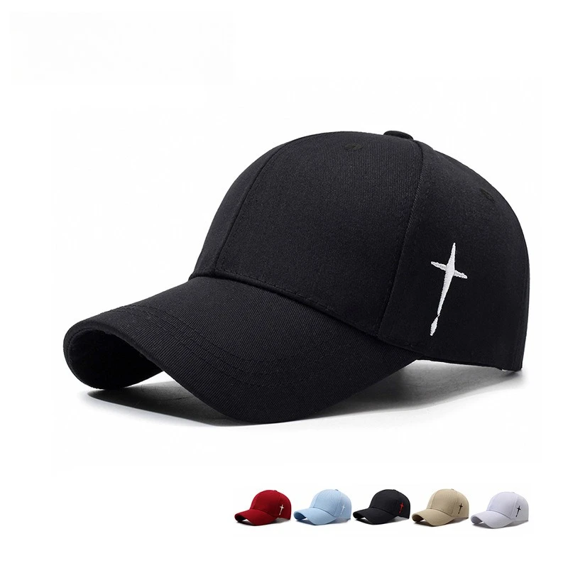 Unisex Frühlings-Style Sport-Baseballkappe mit seitlich bestickten Kreuzmustern. Verstellbare Freizeitkappe für den Außenbereich, Sonnenschutzhüte