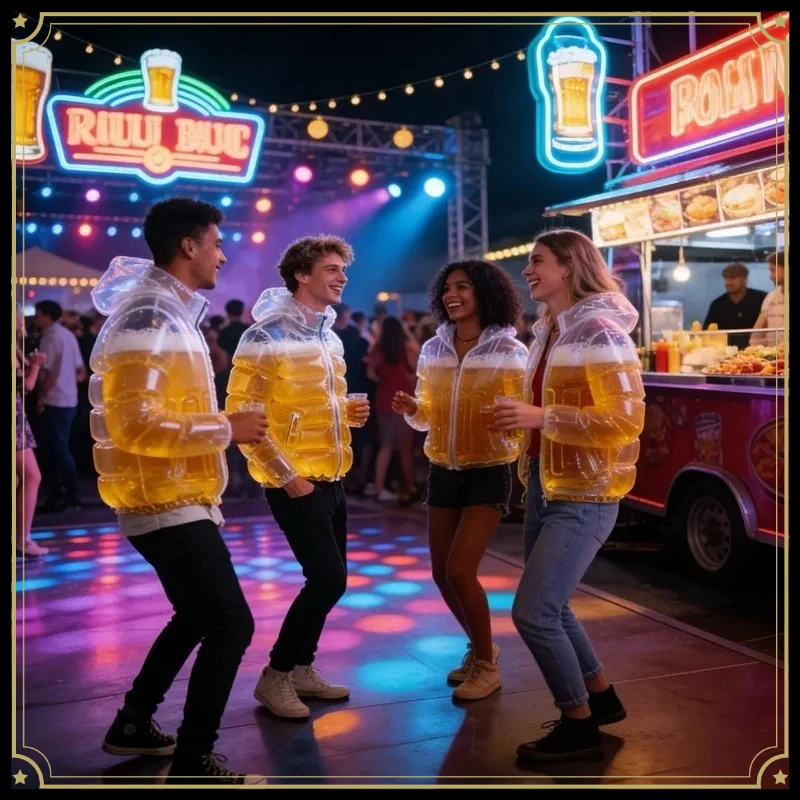Transparent Beer Jacket Novelty Costume Hands Free Drinking Wear