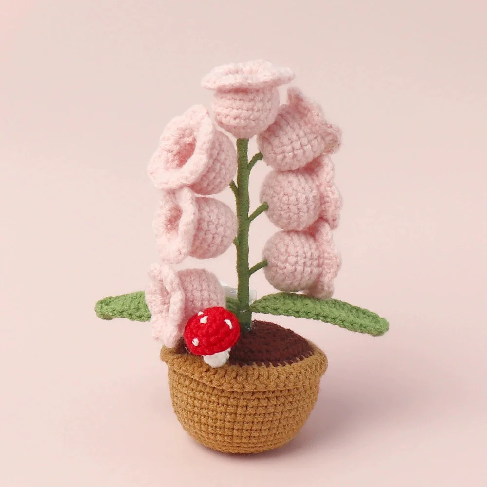 

Lily of The Valley Knitted Flower Light Seven Heads Table Decoration Flower Night Light Gift Luminous Potted Potted Plant Lamp