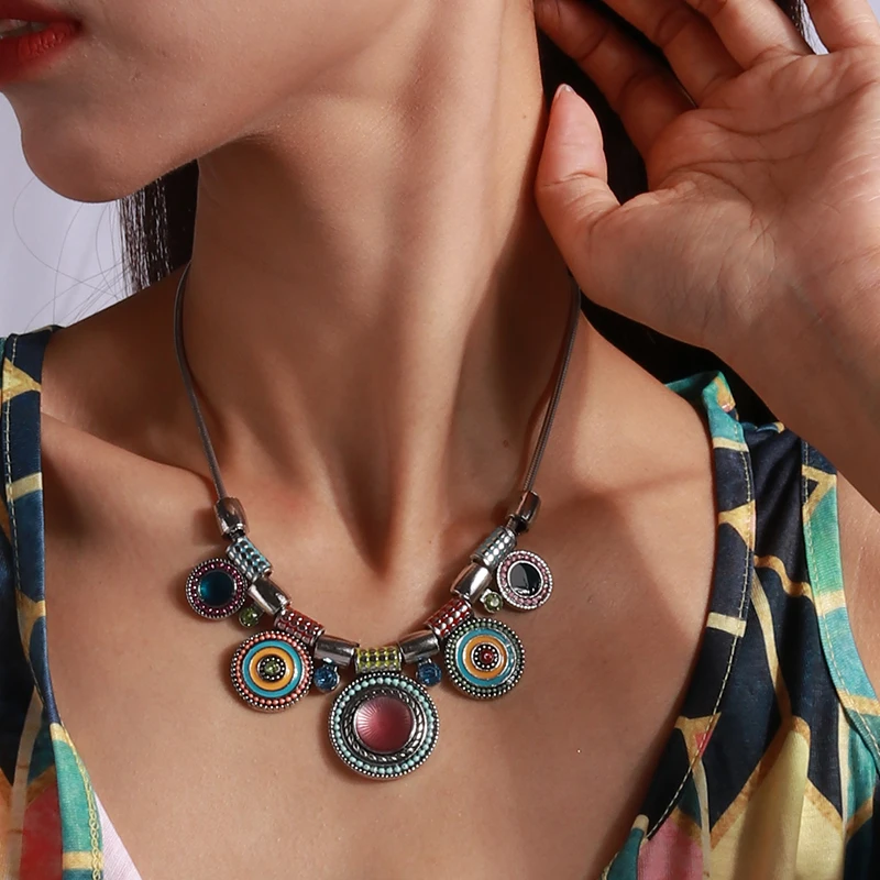 Aihua Mode Böhmischen Halsband Halskette Vintage Ethnische Nepal Aussage Maxi Halskette Für Frauen Collier Gypsy Schmuck – Detail 2