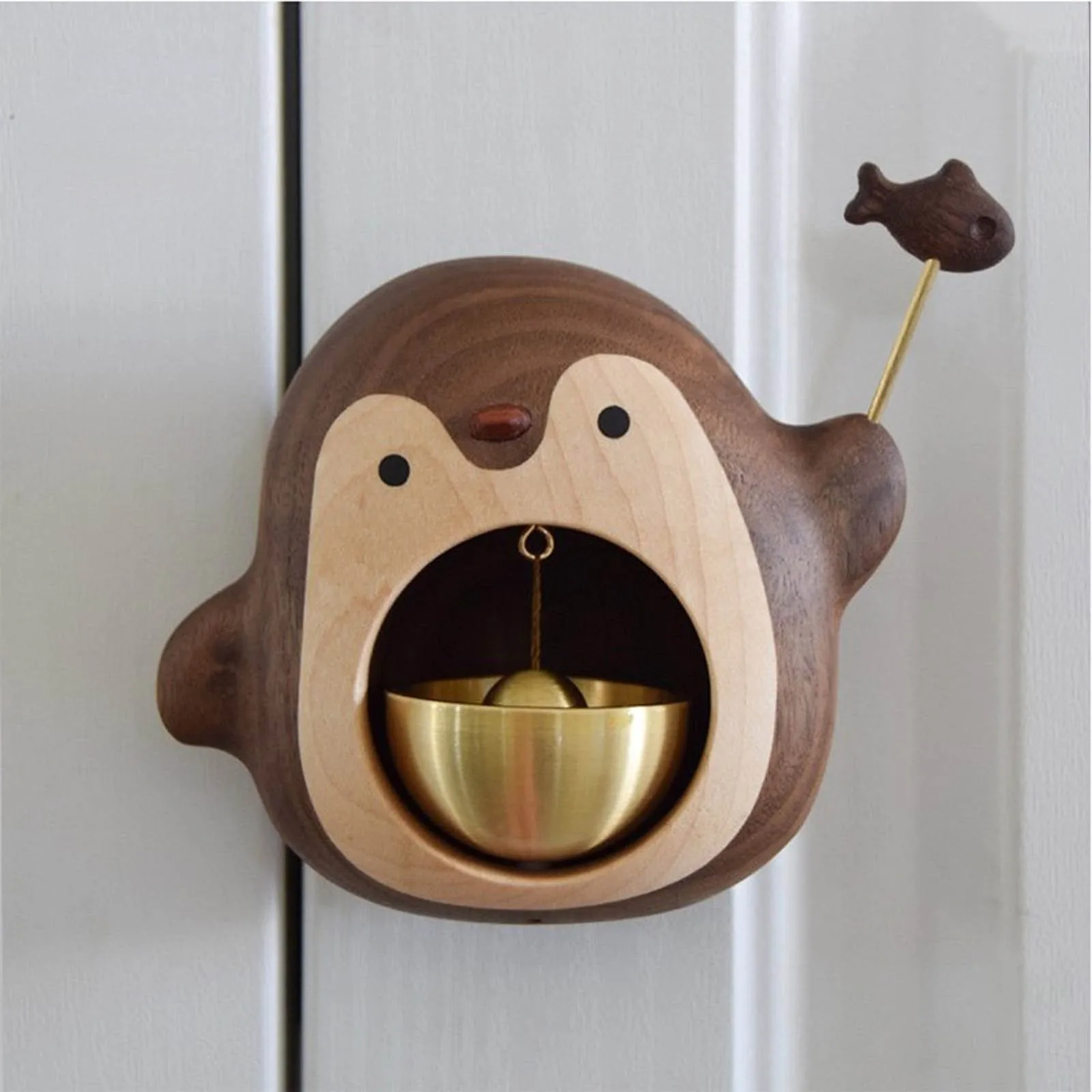 

Wooden Doorbell Animal Cute Penguin Bell Wind Chimes Wireless Doorbell For Home Entrance Door Sticker Bell Aesthetic Home Decor