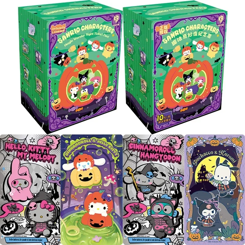 Genuine Sanrio Card Sanrio Family Magic Night Commemorative Ticket Halloween Series Cute Anime Collectible Cards Toys Gifts