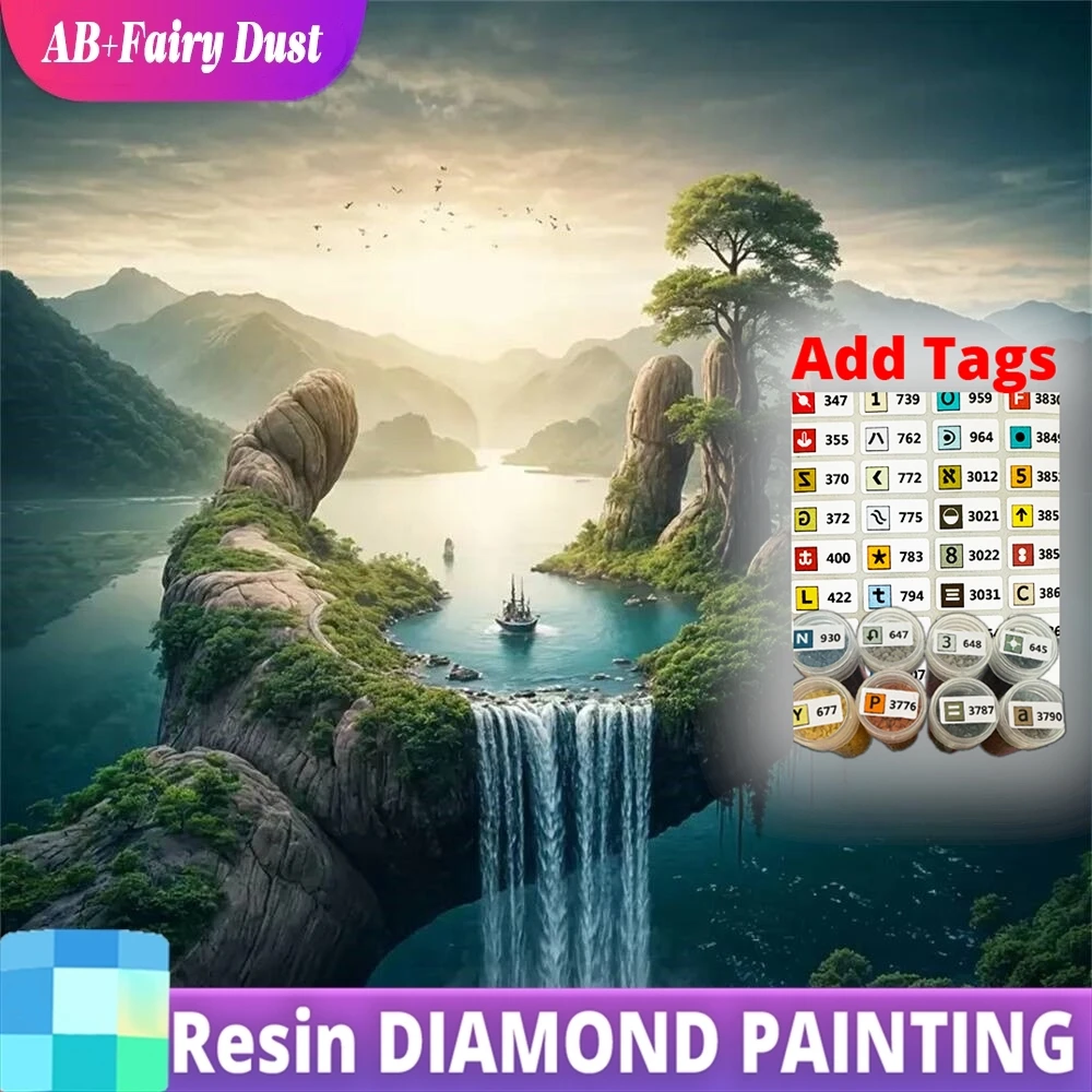 

Смола AB сказочная пыль алмазная живопись речной пейзаж узор для взрослых начинающих горная алмазная мозаика ручная DIY вышивка ха