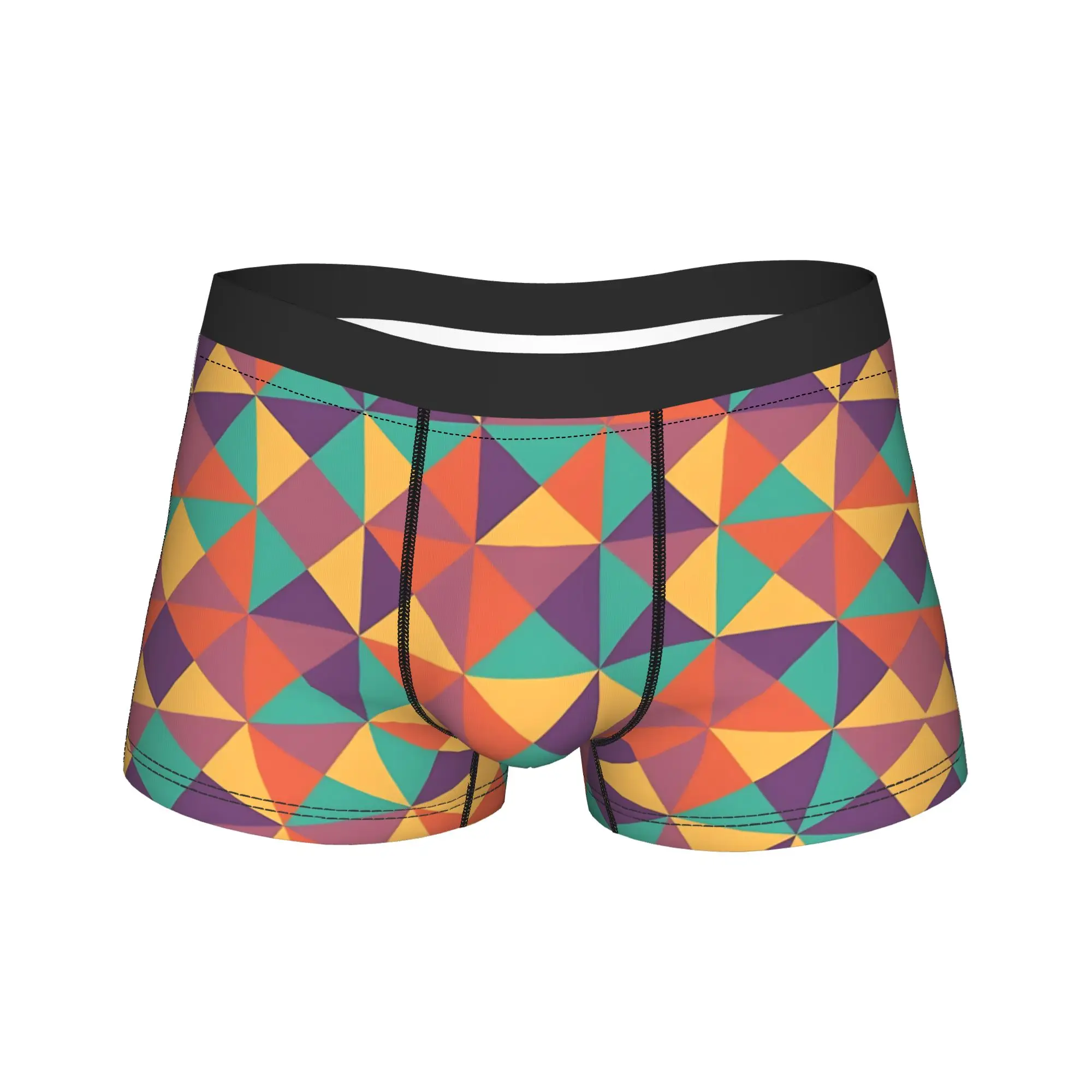 

Abstract Pattern Design Of Colorful Triangles Underwear Geometric Male Boxer Brief Elastic Boxer Shorts Hot Sale