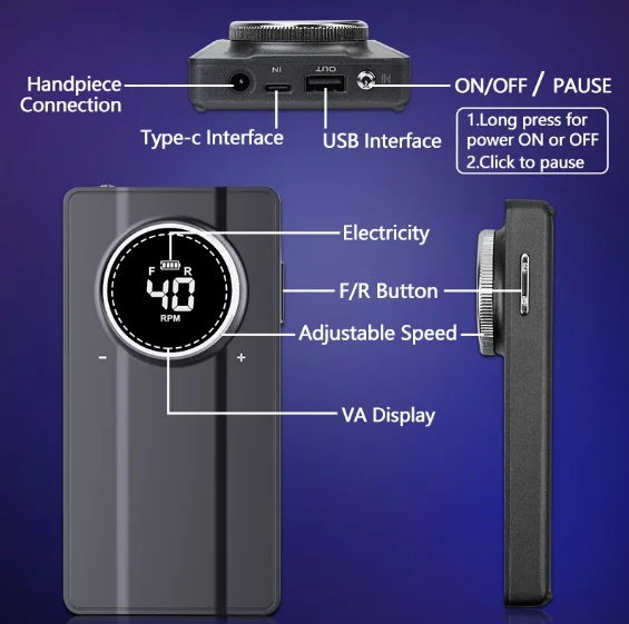 Brushless 40000 RPM Rechargeable Electric Nail Drill Pedicure Manicure Nail File Polishing Pen Brushless Nail Drill Machine