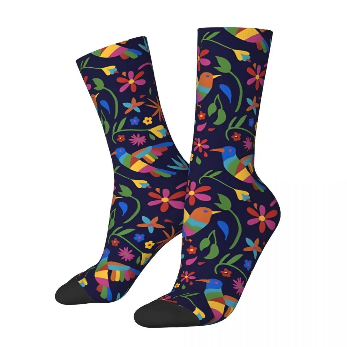 Crazy compression Otomi Colourful Bird & Flowers Pattern Sock for Men Harajuku Quality Pattern Crew Sock Novelty