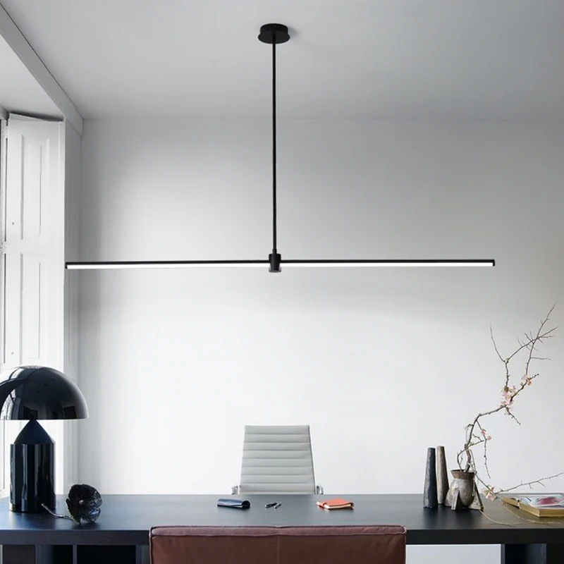 Modern Linear office pendant light One-shaped Tube LED Chandelier Dining Room Hotel Bedroom LED Home Decor Indoor hanging Lighti