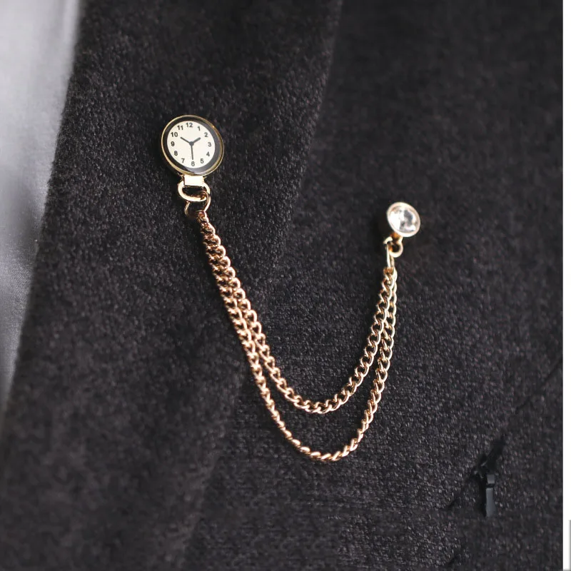 الأصلي الكورية الاتجاه على مدار الساعة شكل دبابيس ربط معدنية فاخرة الرجال طوق التلبيب ملحق السلامة معتمدة الزفاف والأعمال #5