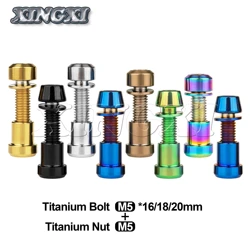 Xingxi M5x16/18/20mm Hex Key Head Washer Screws + M5 Titanium Nut for Carbon Fiber Fork Lock