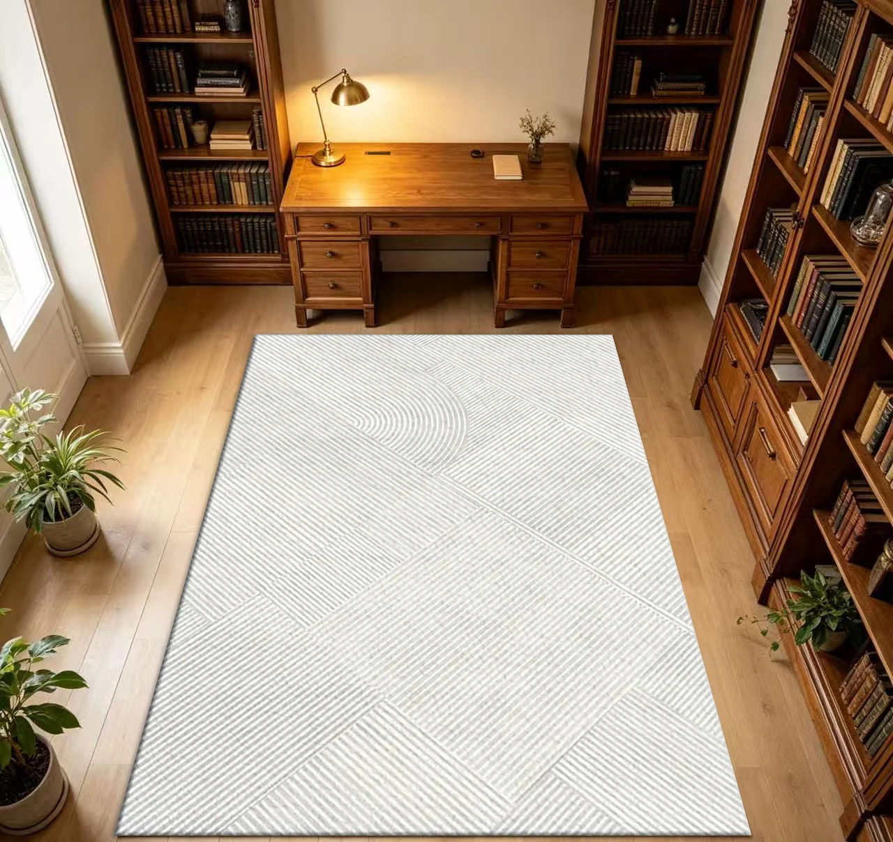 Modern Geometric Diagonal Line Texture Area Rug Minimalist Abstract Floor Carpet for Living Room Bedroom Study Home Decor