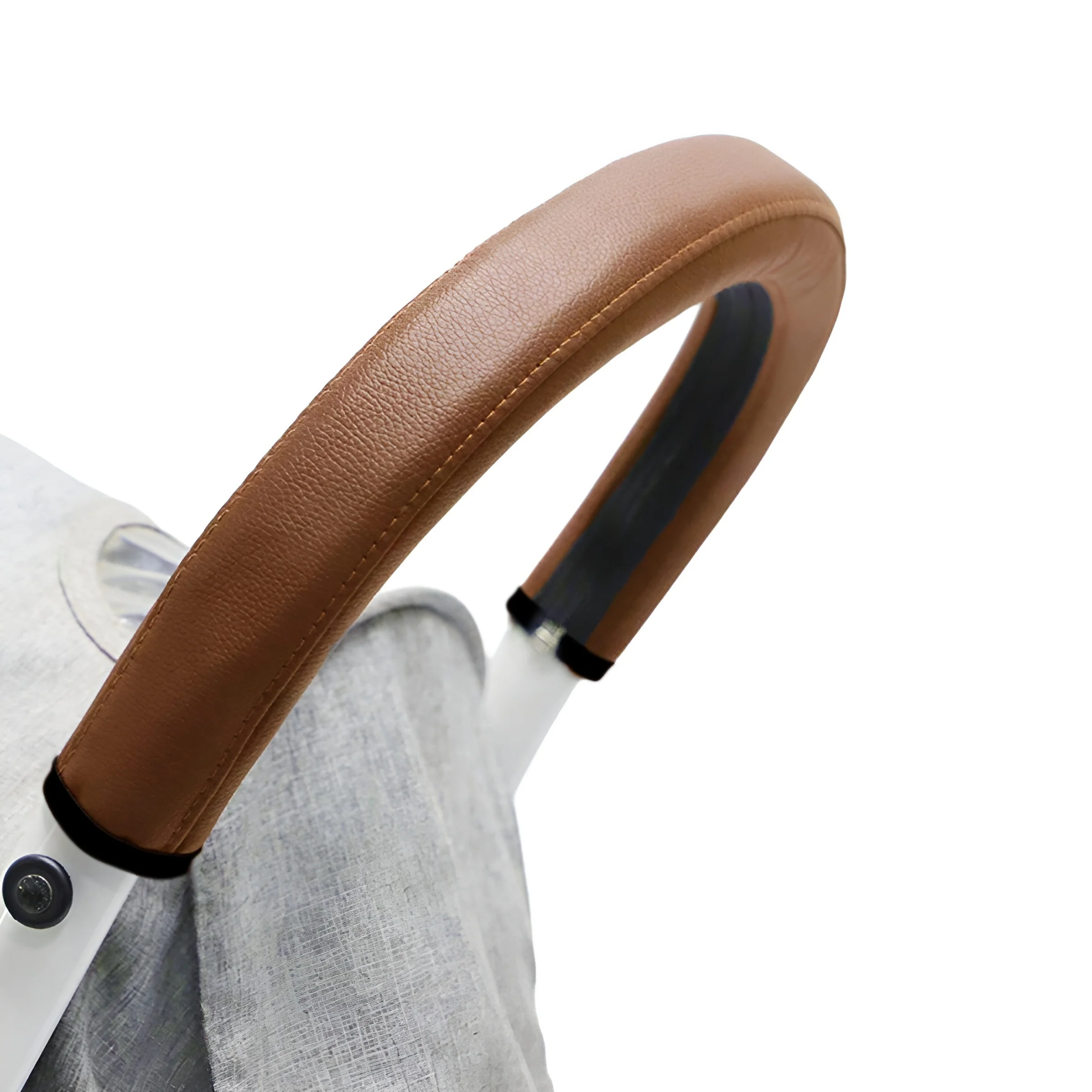 A universal PU leather stroller handle cover with zipper, adjustable and washable stroller handle protection cover -1 piece