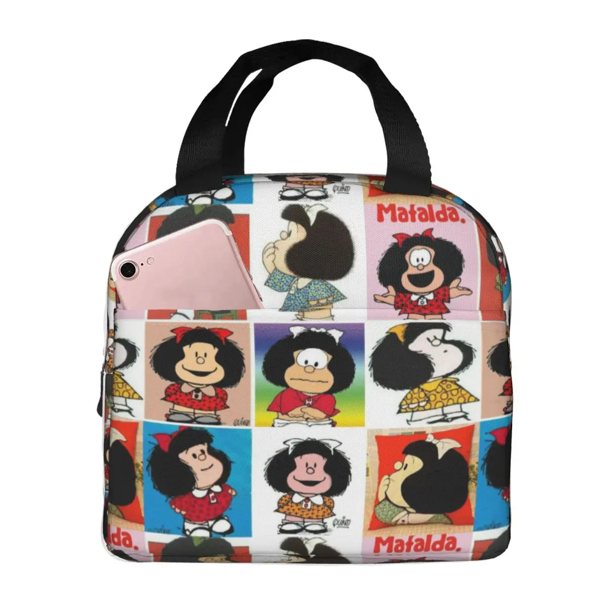 Mafalda Quino Comics Quino Cartoon Manga Insulated Lunch Bag for Women Leakproof Thermal Cooler Bento Box office Work School