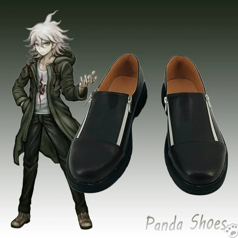Buty do cosplayu Danganronpa Komaeda Nagito, czarne botki z anime i gier, rekwizyt do kostiumu cosplay Dangan Ronpa na Con i Halloween