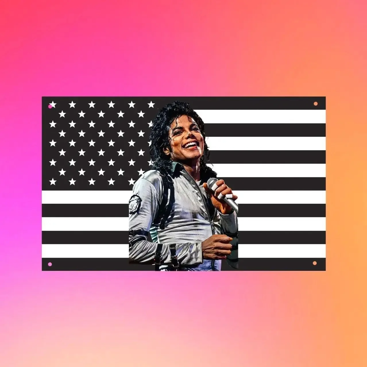 Michael Jackson Black USA Flag, MJ Wall Tapestry, Music Legend Flag, Vintage Pop Icon Decor, Black American Flag Banner wall banner