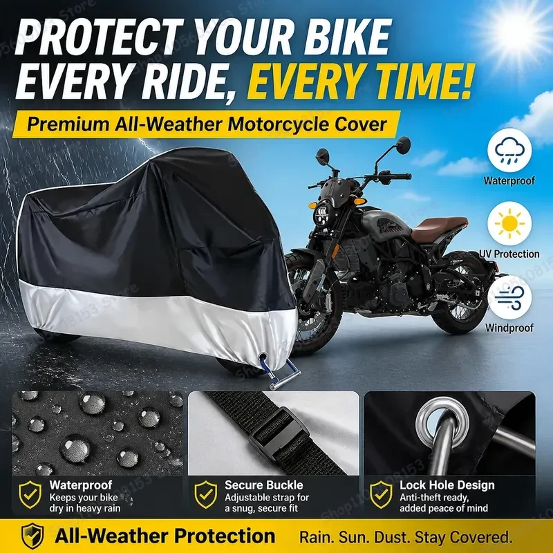 

For Indian FTR 1200 Motorcycle Cover Waterproof Dustproof UV Resistant All Weather Bike Cover for Indoor Outdoor Riding
