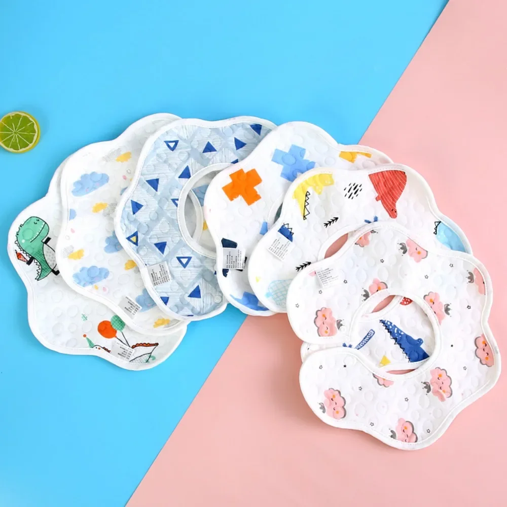 Baby waterproof Bibs Baby Products Baberos Cotton Round Flower Boys Girls Feeding Bib Newborn Infant Saliva Towel Stuff Newborn