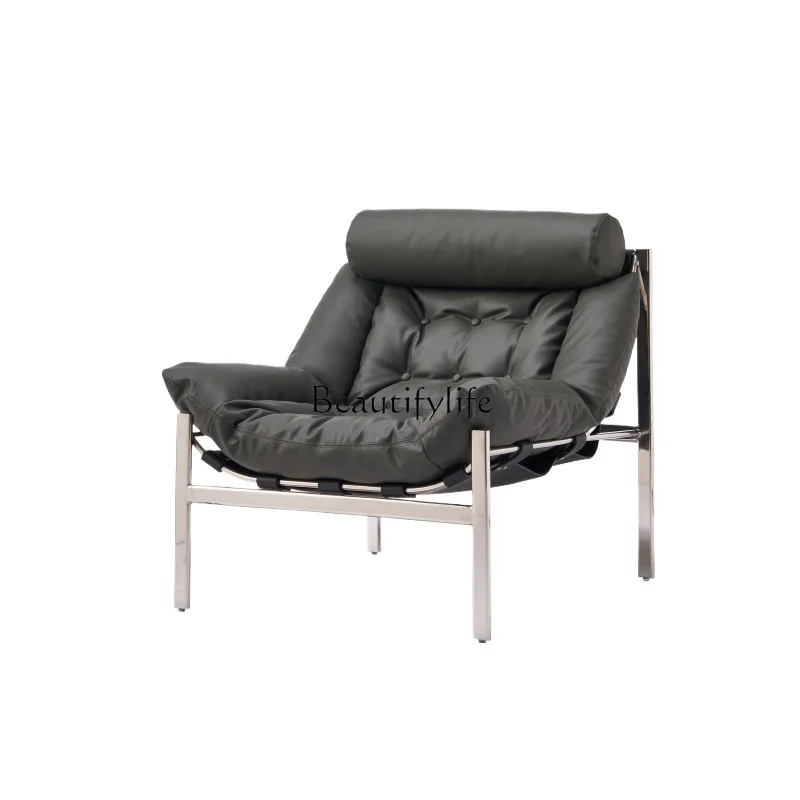 

Italian minimalist leisure chair premium stainless steel retro single sofa chair