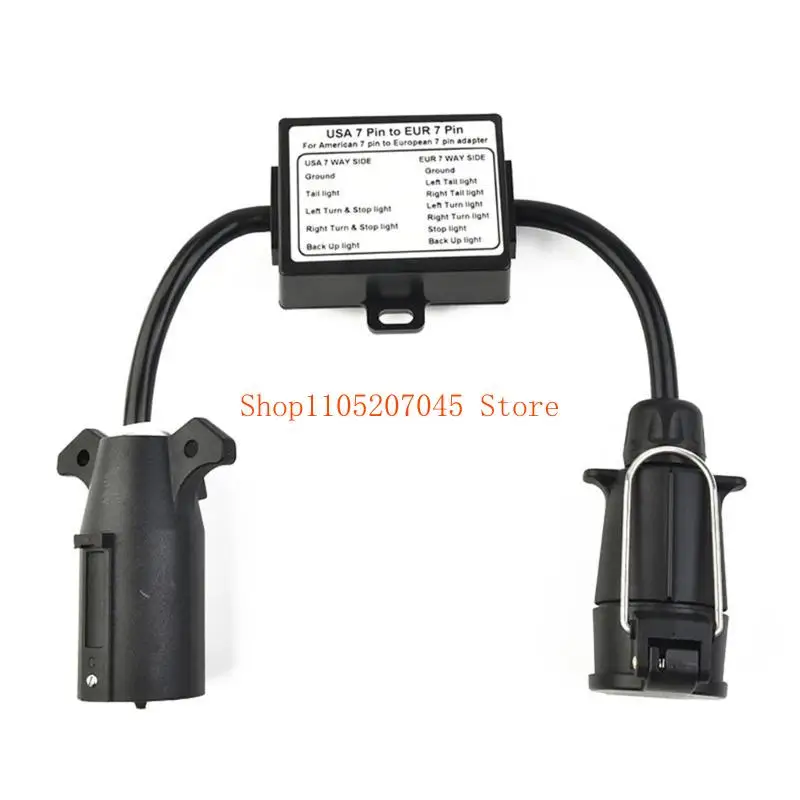 37cd US Vehicle 7Pin Blade Socket to EU 7Pin Converter Trailer Light to EU Trailer Light Converter Easy Installation
