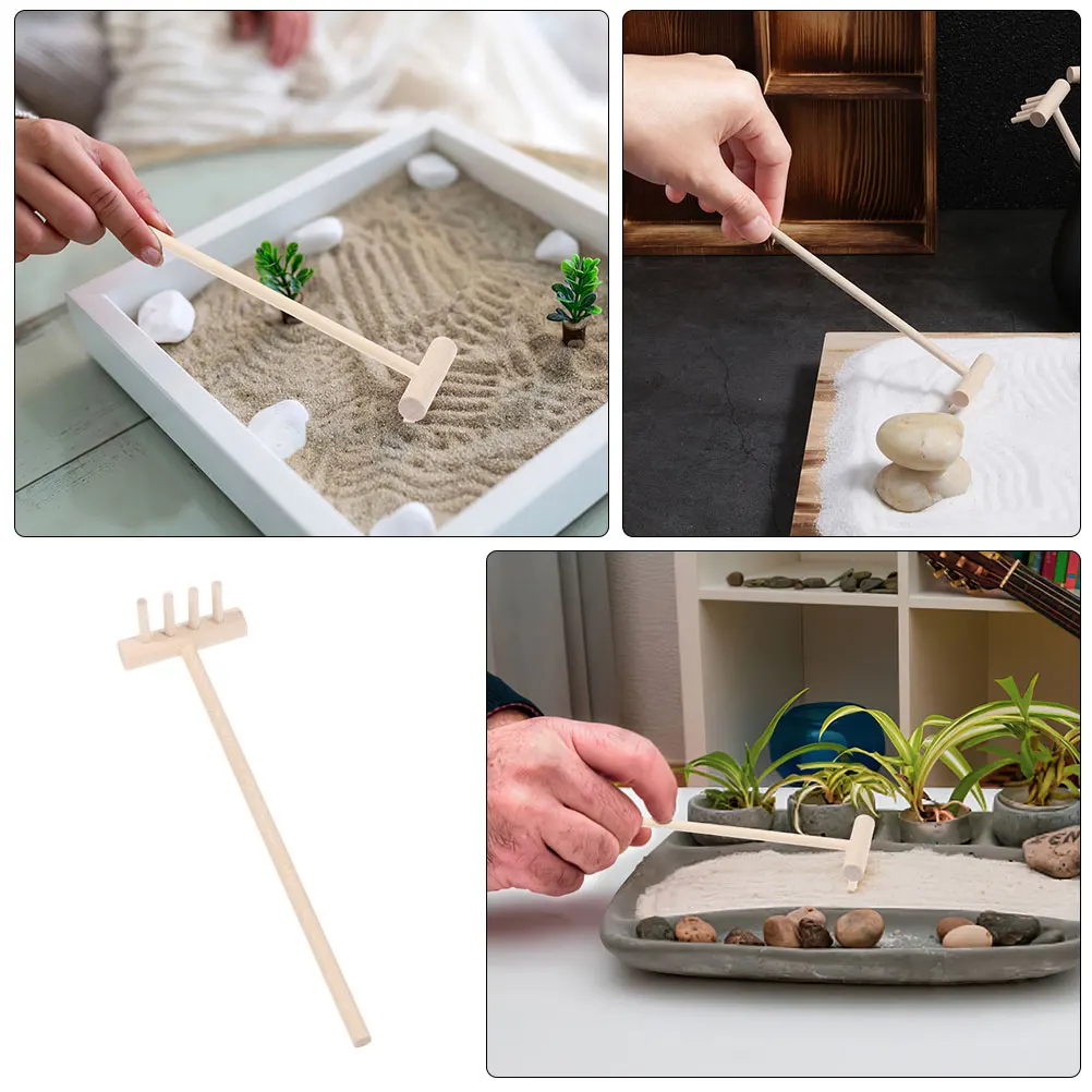 20 個ミニ禅庭熊手ツール竹砂熊手砂トレイ瞑想卓上ガーデンアクセサリーミニチュアガーデニングツール