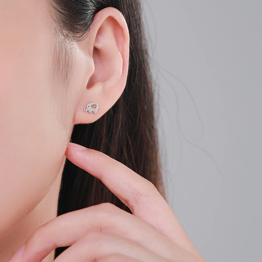 PuBang Fine Jewelry 925 Sterling Silver High Carbon Diamond Simple Elephant Stud Earrings for Women Engagement Gift DropShipping