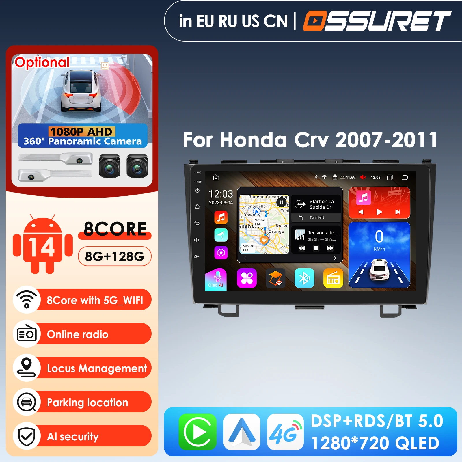 

7862 AI Systems Car Radio Multimedia Video Player for Honda CRV CR-V 2007 2008 2009 2010 2011 Carplay Android Auto Stereo GPS