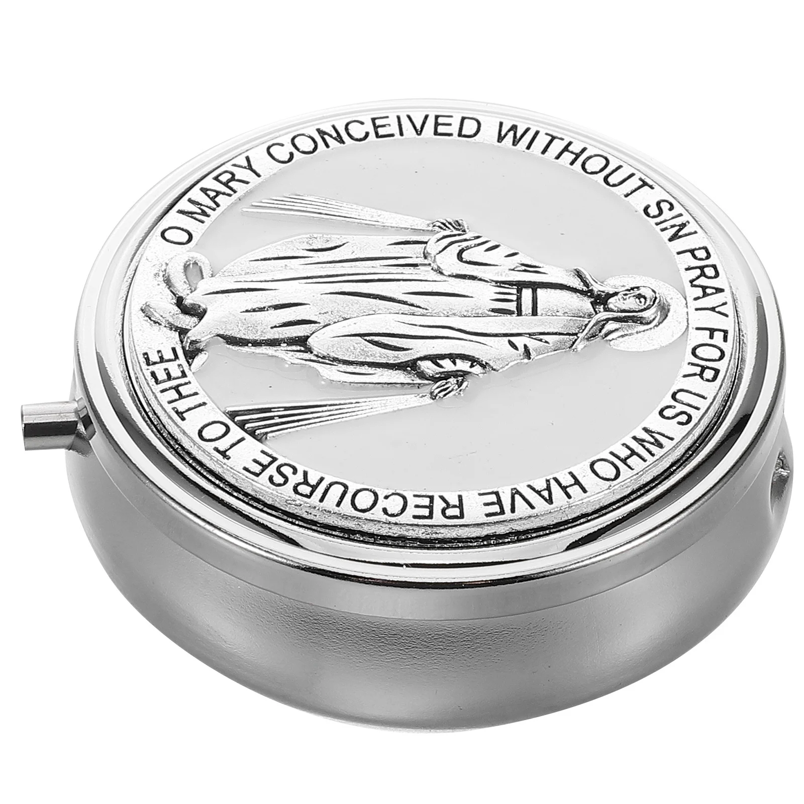 

Vintage Rosary Keepsake Metal Box Compact Portable Jewelry Storage Organizer Necklace Holder Decorative Trinket Display Case