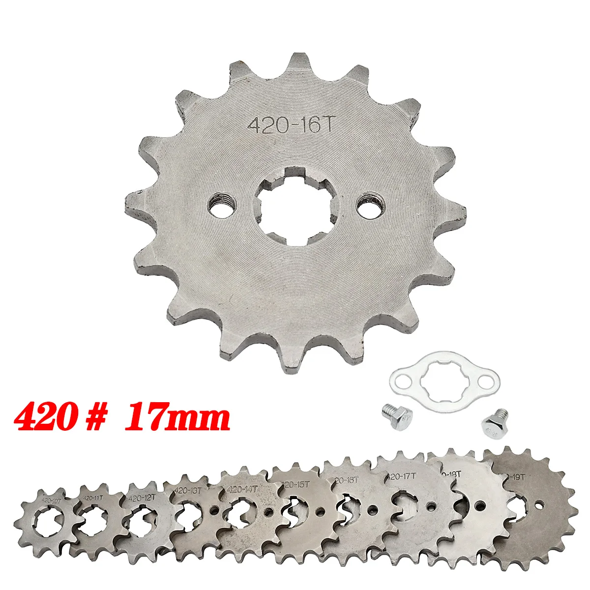 420H Chain 420 17mm 10 -19 Teeth Front Engine Sprockets For Taotao Kayo BSE Xmotos Apollo SSR Monkey Dax 110 125cc Dirt Pit Bike