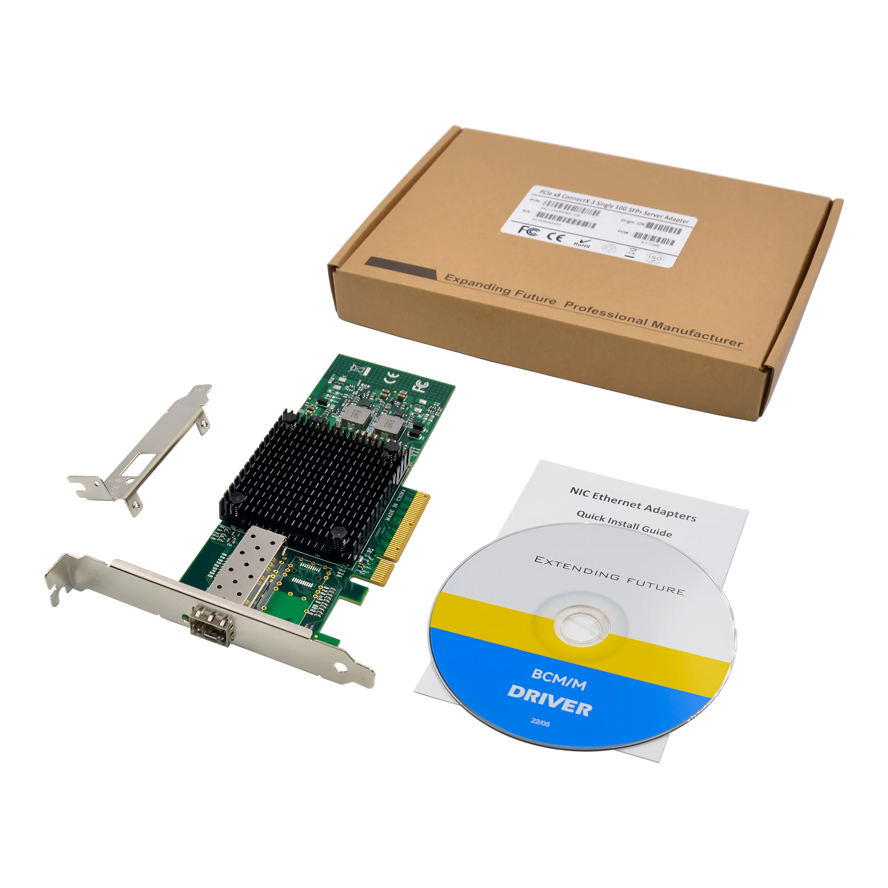 Interface de rede de servidor OEM SUNWEIT para Mellanox ST7306 PCIe X8 ConnectX-3 Single-10GbE SFP + Smart NIC Chip original