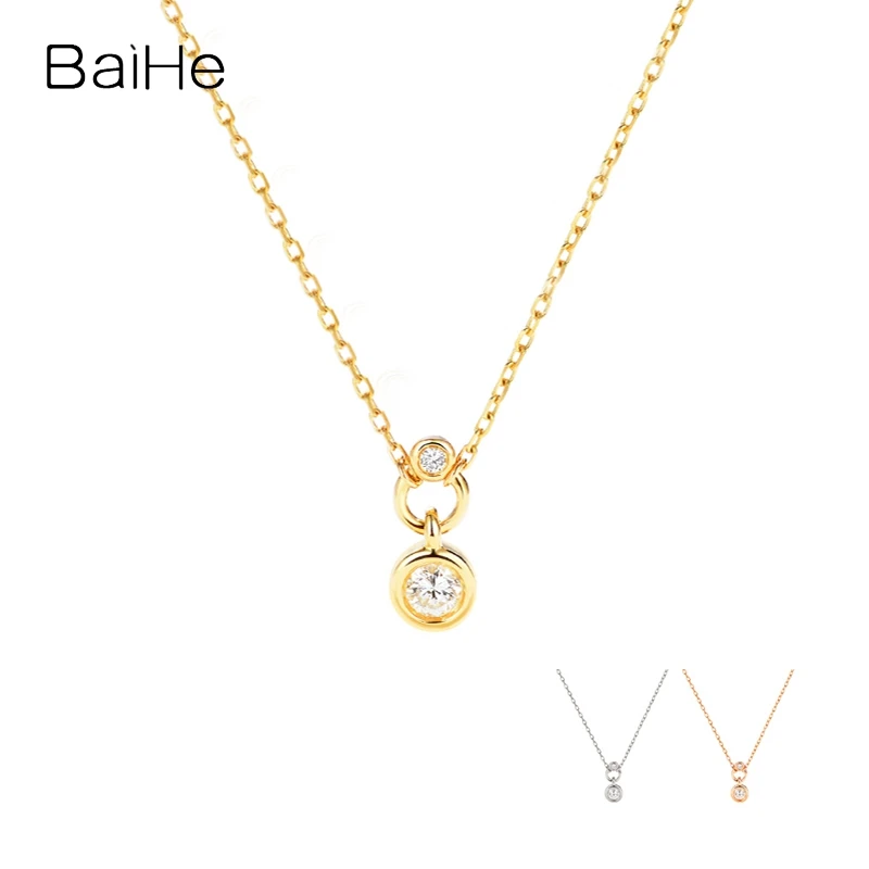 

BAIHE Solid 18K Yellow Gold H/SI Natural Diamond Necklace Women Men Daily Collocation Trendy Engagement Fine Jewelry Ketting