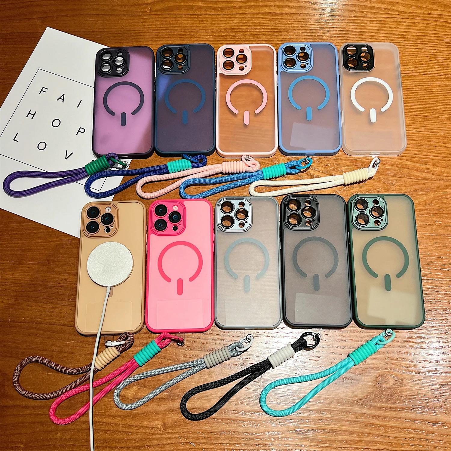 واضح Magsafe للصدمات الوفير ماتي الحال بالنسبة آيفون 17 16 14 13 Mini 15 12 11 Pro Max زائد الحبل شريط للرسغ غطاء مغناطيسي #6