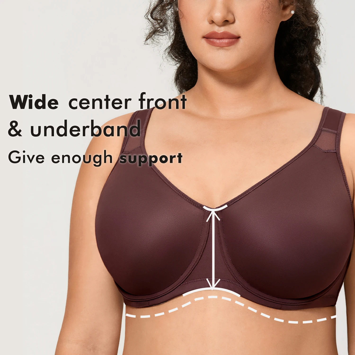 Women\'s Smooth Full Coverage Underwire Plus Size Minimizer Seamless Unlined Bra Non Padded B-DD E F G H 32-40 42 44