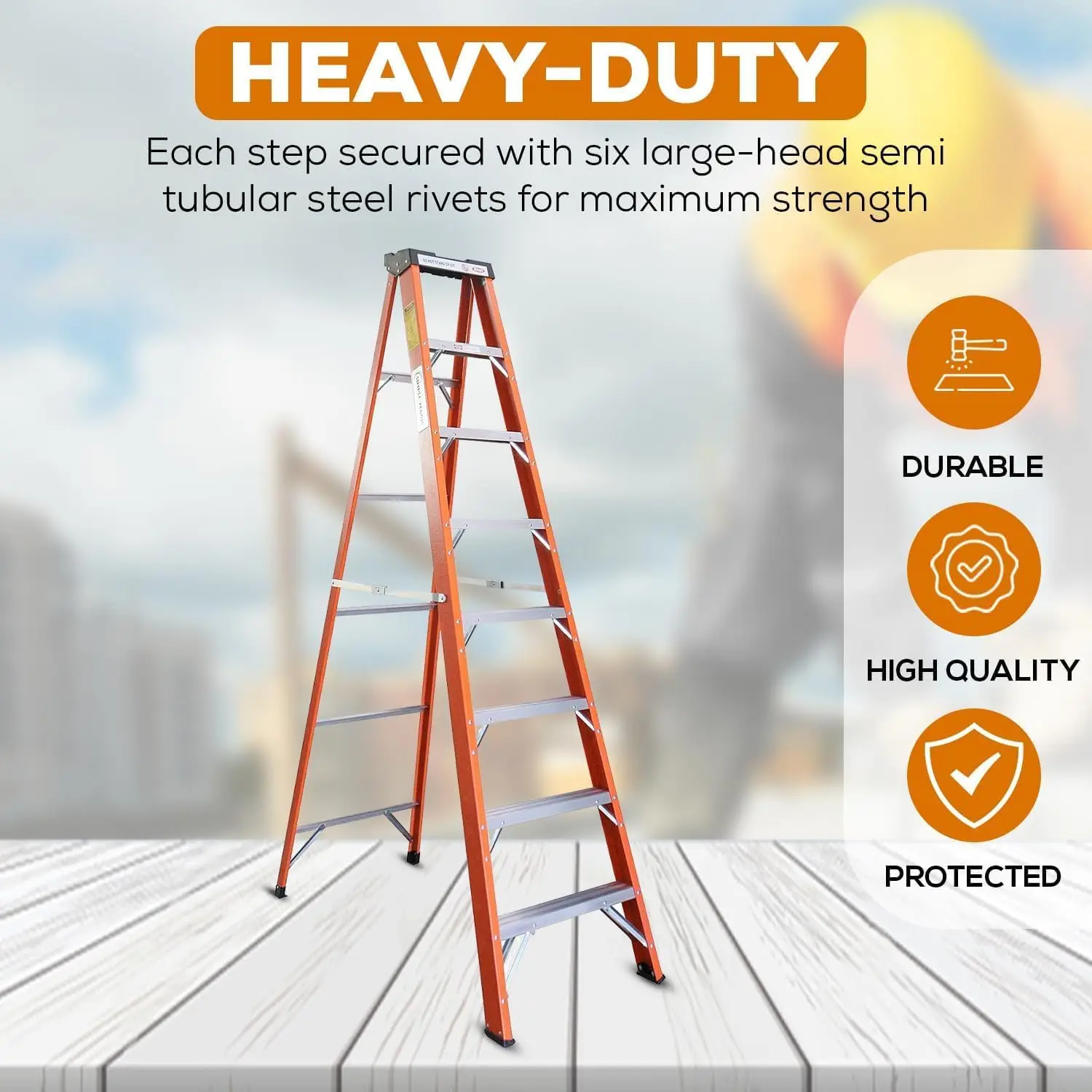 Glasvezel trapladder, capaciteit van 250 pond