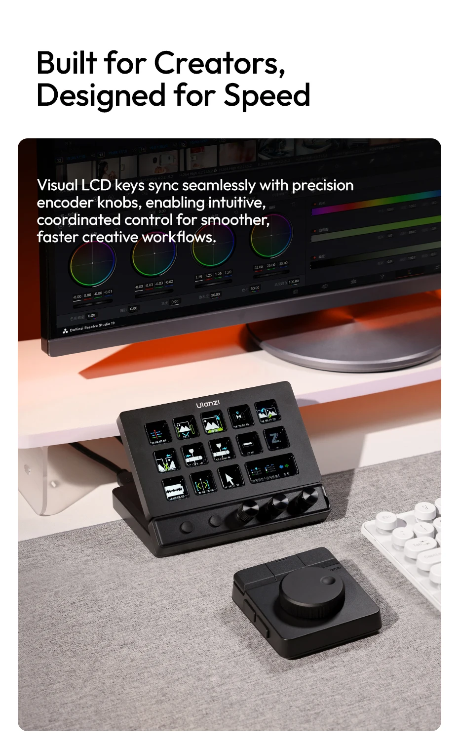 Ulanzi D200X All-in-One Creative Deck Desktop Control Hub for Video Photo Post-Processing Smart Lighting Studio Livestreaming