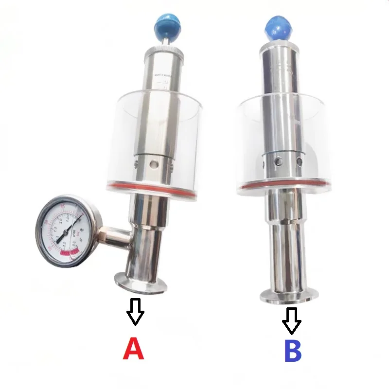 Φ32mm OD50.5 Tri-Clamp Adjustable Pressure Safety Valve 0.2-2.2 Bar For Beer Homebrew Distillation,Stainless Steell 304