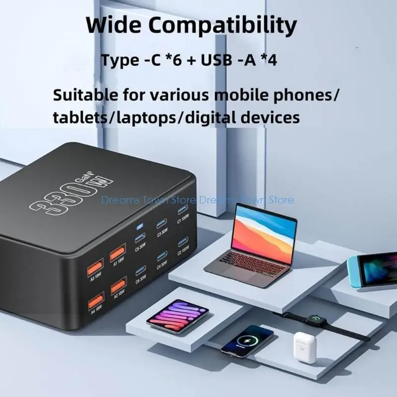 HX6A Intelligent 10 Connection Charging Dock 100W DOG Quick Charging Overheating Prevention Technology