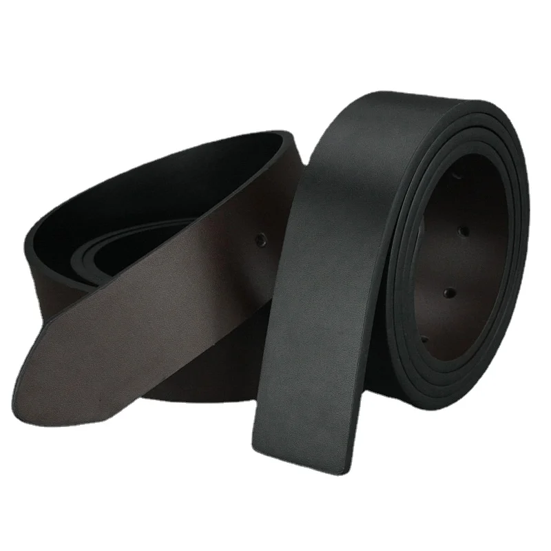 New High Quality No Buckle Belt Men Fashion 3.7cm Wide Cowskin Black Waist Straps Coffee Casual Genuine Leather Waistband