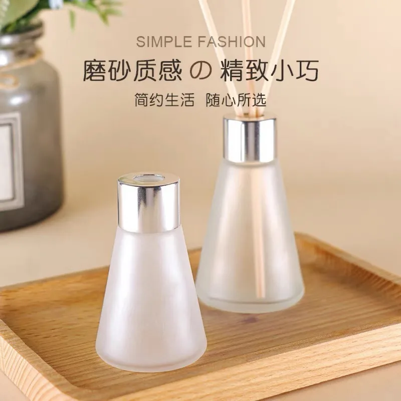 50ml Conical Glass Diffuser Bottle, Empty Fragrance Aromatherapy Vial with Gold Cap for Essential Oil Liquid Storage