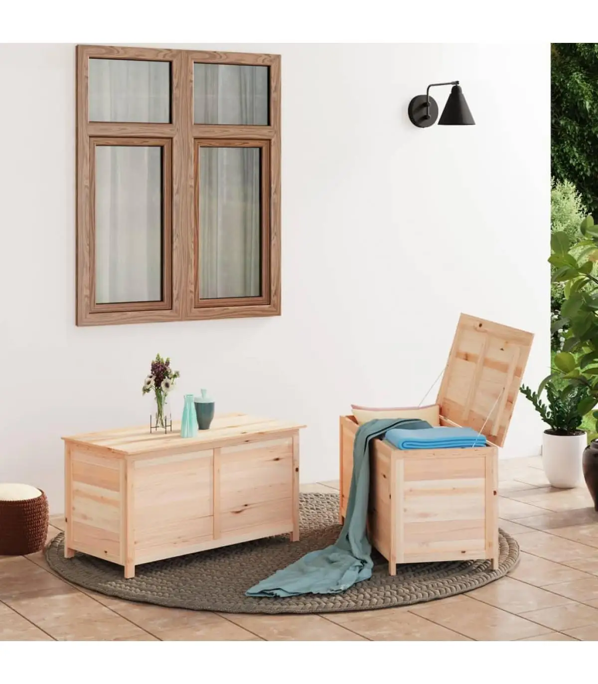 Outdoor storage boxes cushion trunk solid fir wood 100x50x56 cm