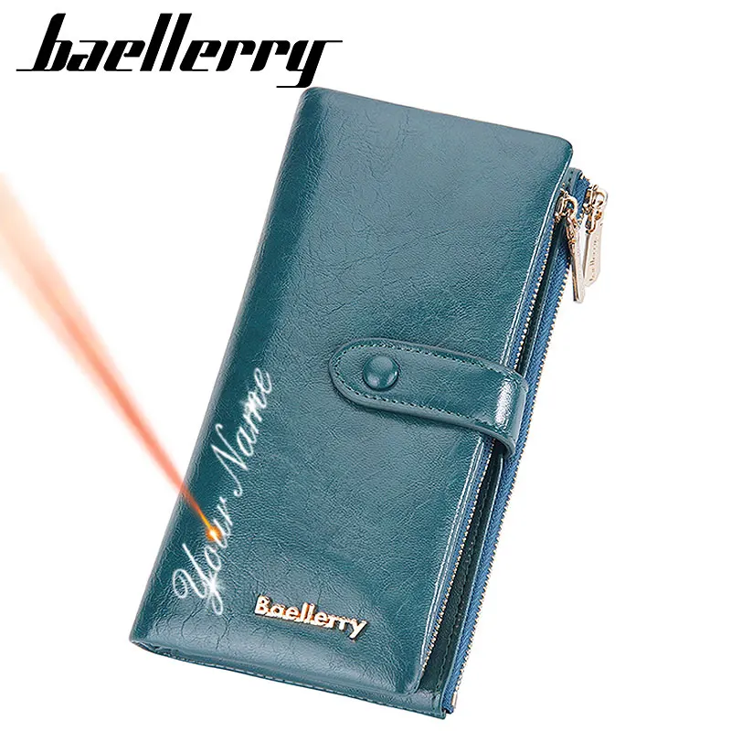 Baellerry New Long Women Wallets Name Engraving Clutch Bag Zipper Female Purse Simple Card Holders Photo Holder Wallet For Girls