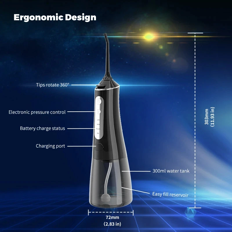 Irygator do zębów bezprzewodowy do zębów 4 tryby irygator do zębów przenośnych i wodoodpornych strumień wody pod ciśnieniem dentystycznych IPX7