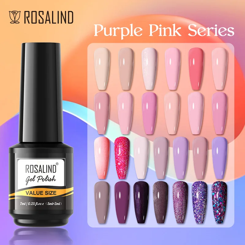 

ROSALIND 7ml Gel Nail Polish For Nails Semi Permanent Soak Off Gel UV LED Varnishes Base Top Matt Coat Gel Polish Nail Art Gel