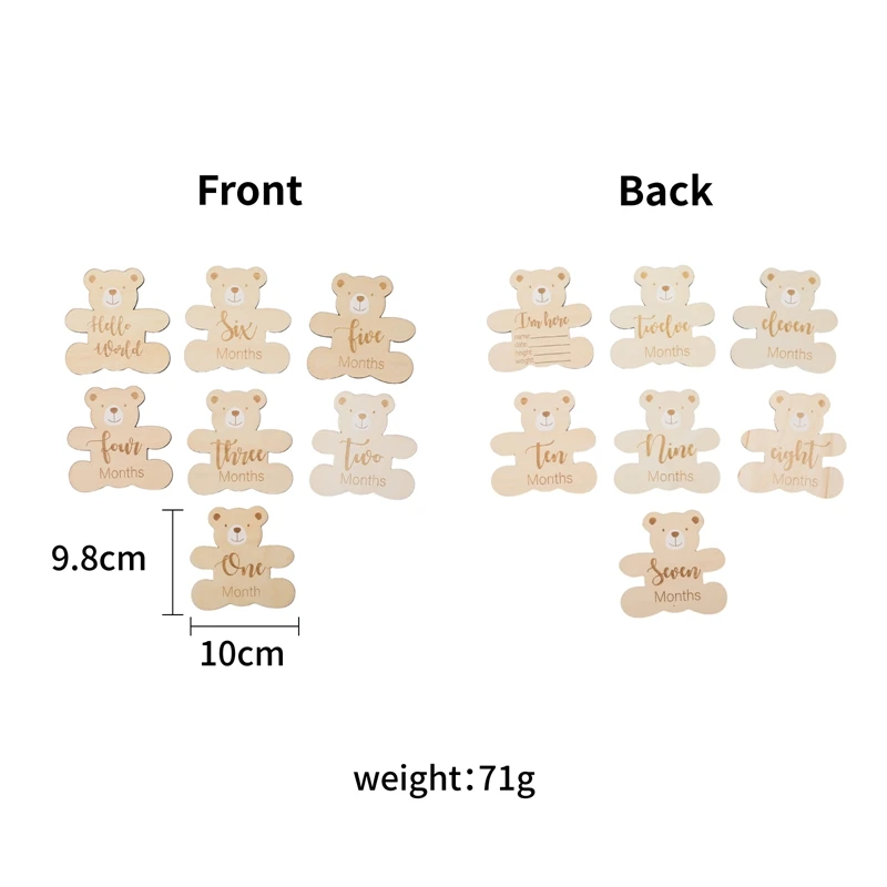 7PCS Newborn Wooden Milestone Baby Monthly Age Milestone Baby Memories Card Children Birthing Gift Photography Props Accessories