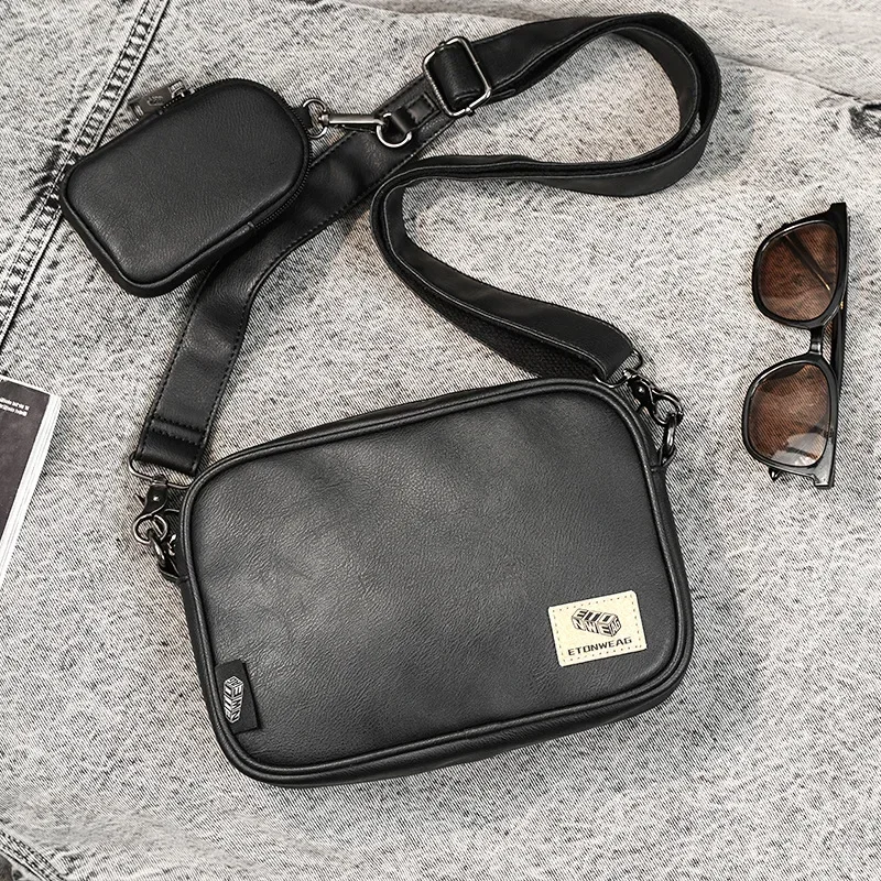 Small Shoulder Crossbody Bags for Men 2024 Fashion Korean Male Phone Messenger Bag PU Leather Designer Street Man Handbag 크로스백