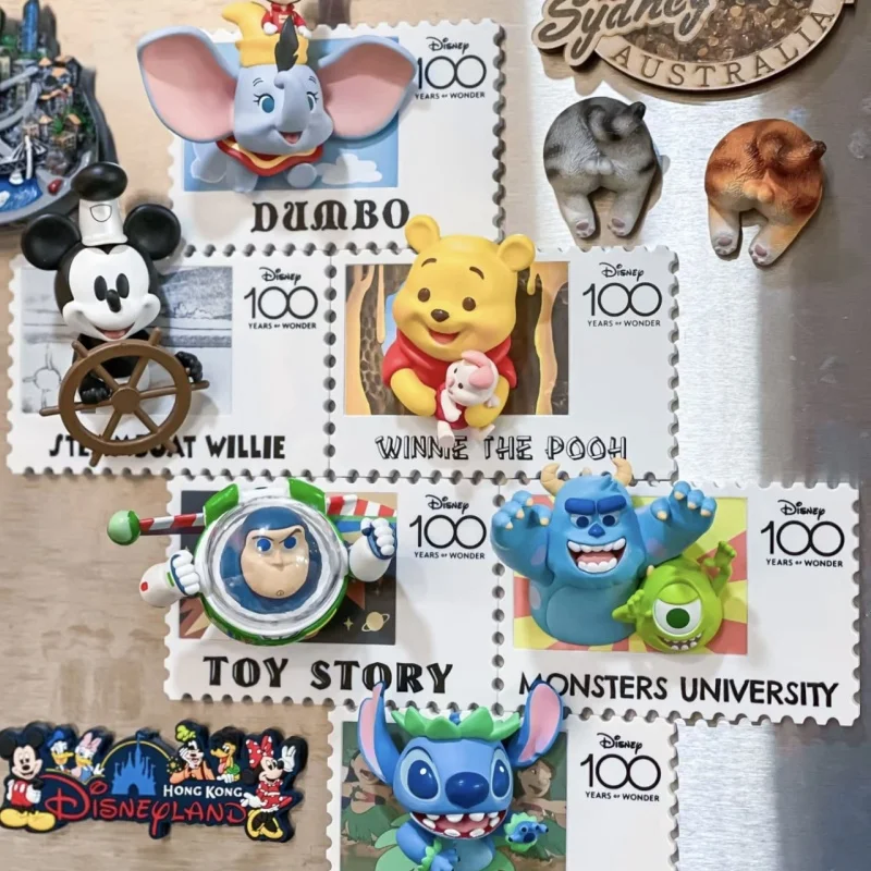 New Hot Sale Disney 100th Anniversary Vintage Stamp Mickey Creative Refrigerator Magnet Collect Birthday Gift Give To Girlfriend