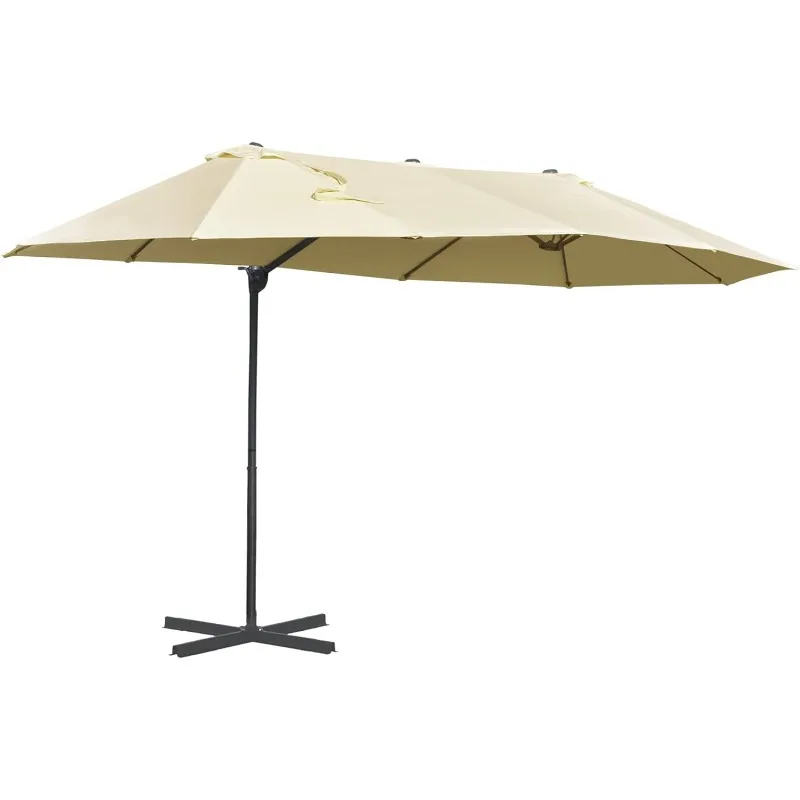 

14ft Patio Umbrella Double-Sided Outdoor Market Extra Large Umbrella with Crank, Cross Base